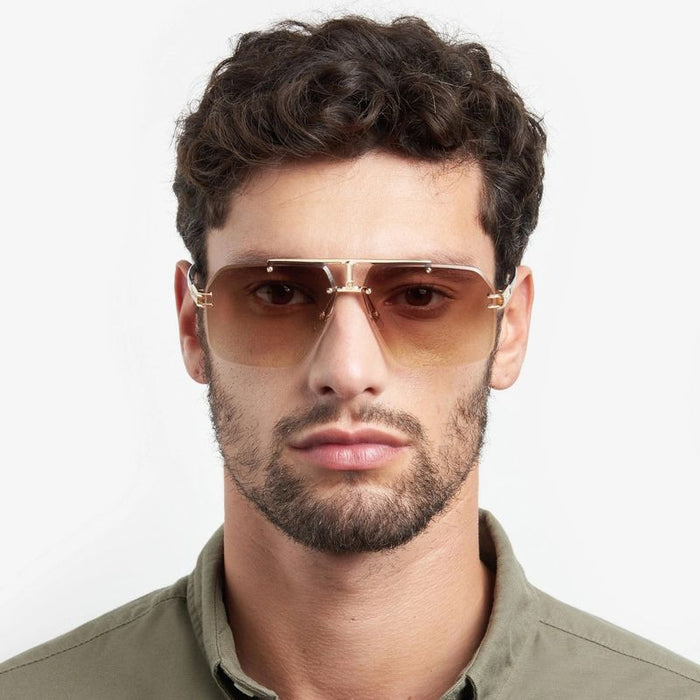 1054/S, Black and Gold/Black Brown Green Gradient Lenses