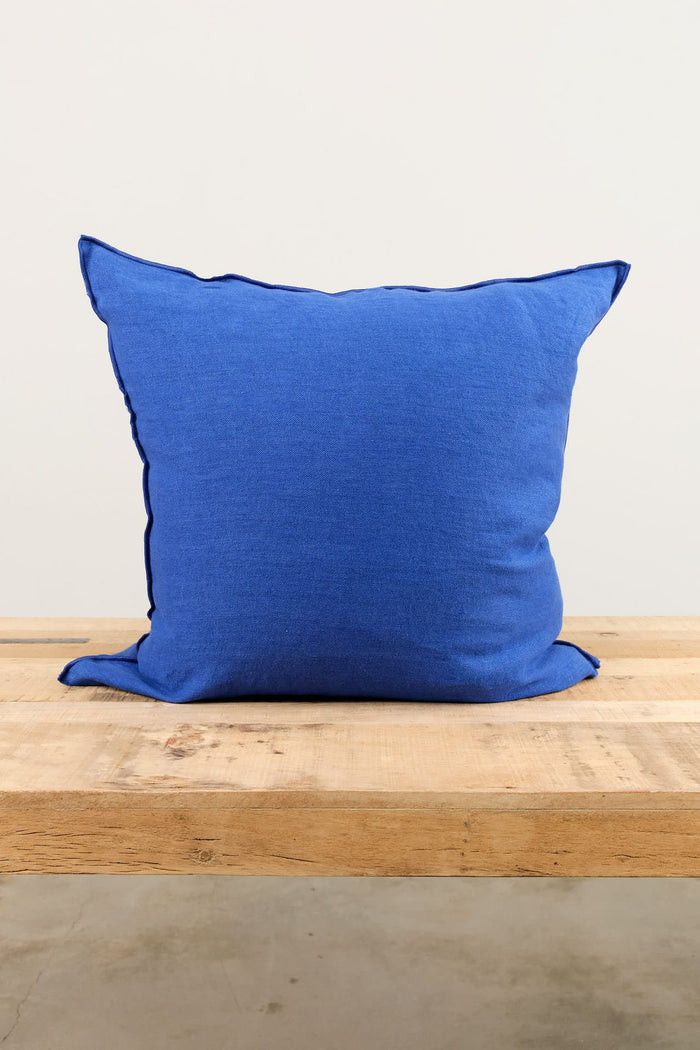 Maison De Vacances Home Pillows 26" X 26" Crumpled Washed Linen Vice Versa Cushion in Cobalt Cobalt/Indigo / 26" X 26"