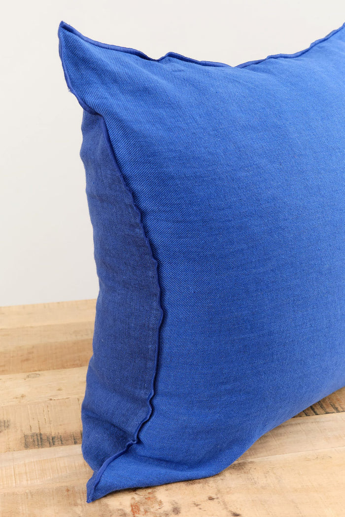 Maison De Vacances Home Pillows 26" X 26" Crumpled Washed Linen Vice Versa Cushion in Cobalt Cobalt/Indigo / 26" X 26"