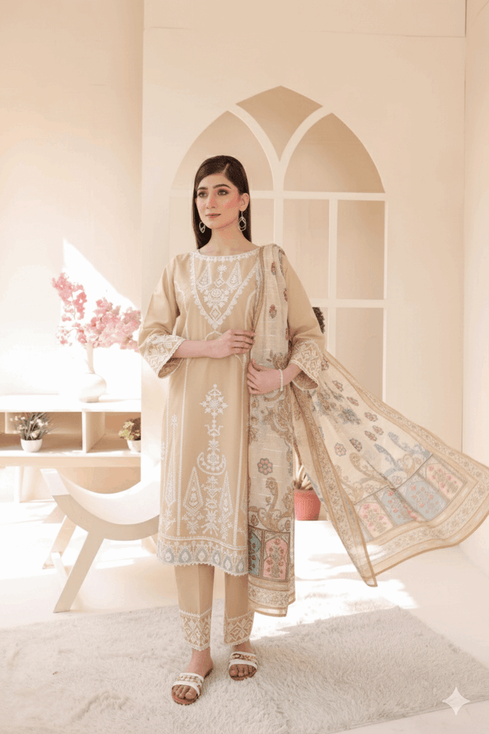 3 Piece – Embroidered Cotton Suit  21 - Nishat Creative Store
