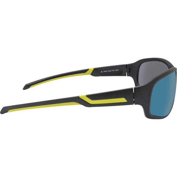 7025, Matte Black and Yellow/Yellow Blue Mirror Lenses