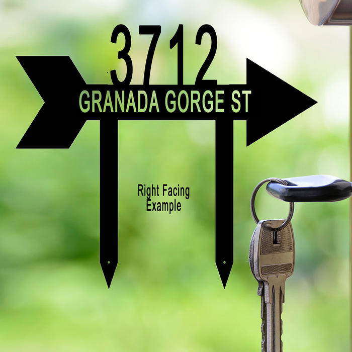 Address Arrow Directional Yard Stake, Laser Cut Steel in Multi Sizes & Colors