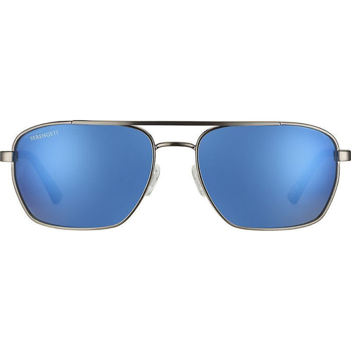 Ansel, Shiny Gunmetal/555nm Blue Photochromic Mirror Glass Polarised Lenses
