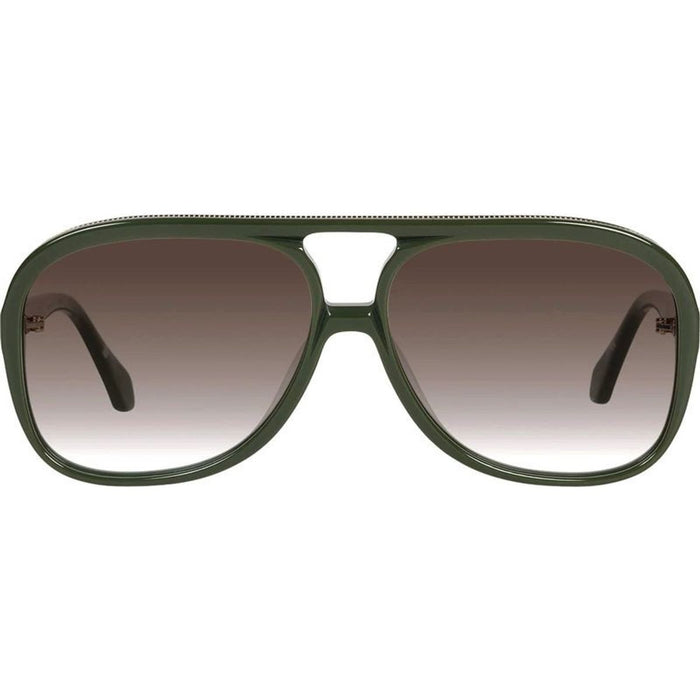 Bang Bang, Army Green with Gold Metal Trim/Brown Gradient Lenses