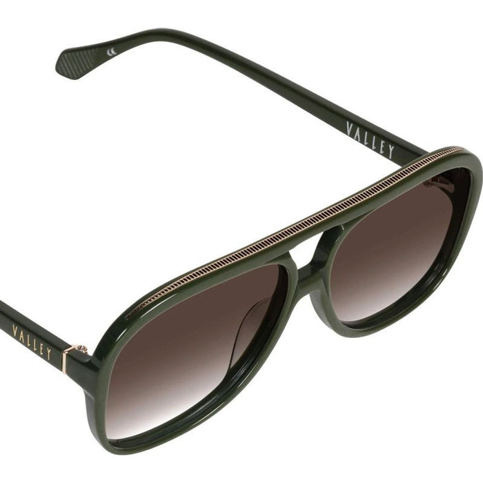 Bang Bang, Army Green with Gold Metal Trim/Brown Gradient Lenses