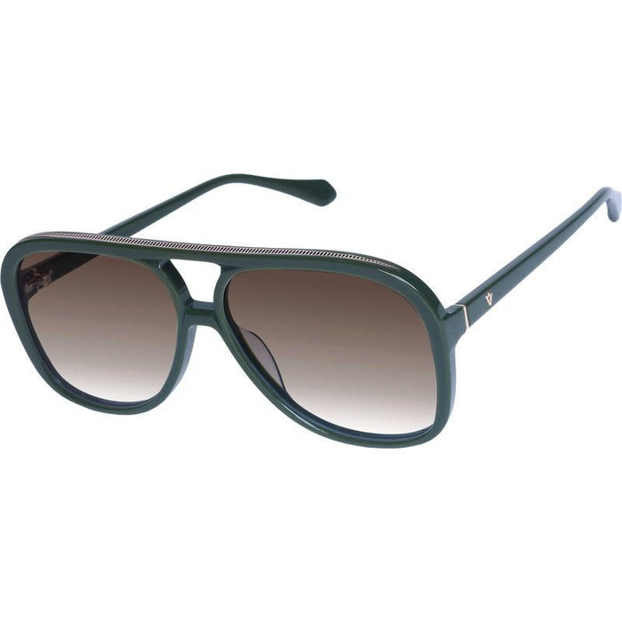 Bang, Army Green with Gold Metal Trim/Brown Gradient Lenses