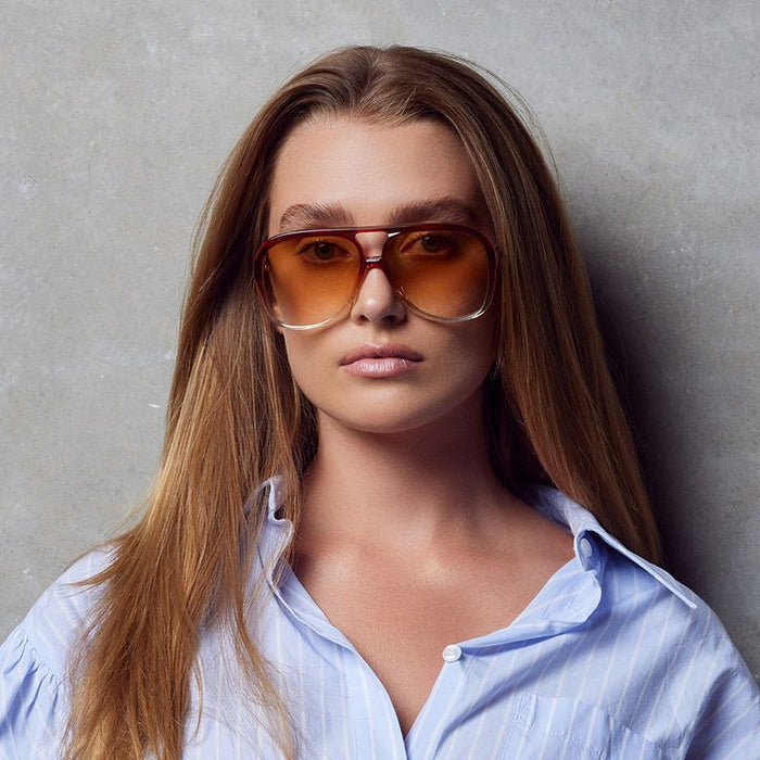 Bang, Burnt Orange Fade to Crystal with Gold Metal Trim/Orange Gradient Lenses