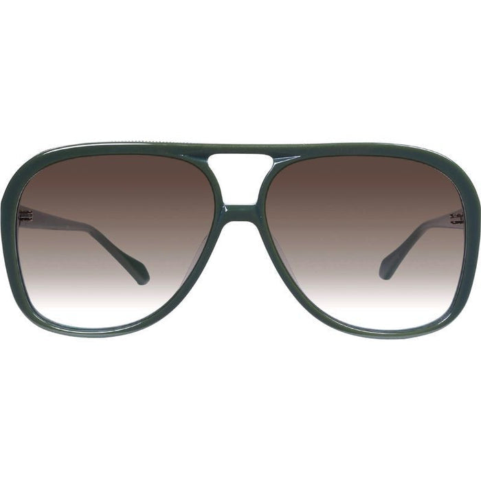 Bang, Army Green with Gold Metal Trim/Brown Gradient Lenses