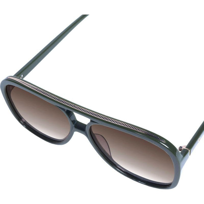 Bang, Army Green with Gold Metal Trim/Brown Gradient Lenses