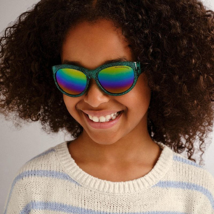 Bilby - Kids, Mint Glitter/Rainbow Mirror Lenses