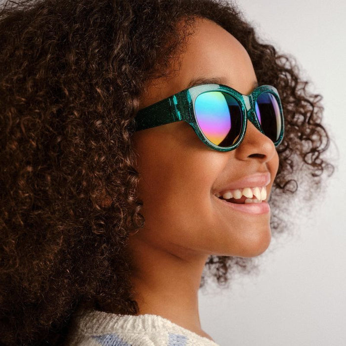Bilby - Kids, Mint Glitter/Rainbow Mirror Lenses