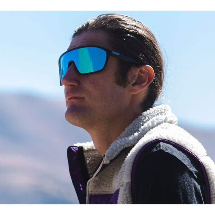 Boomtown, Matte Black/Chromapop Blue Mirror Polarised Lenses