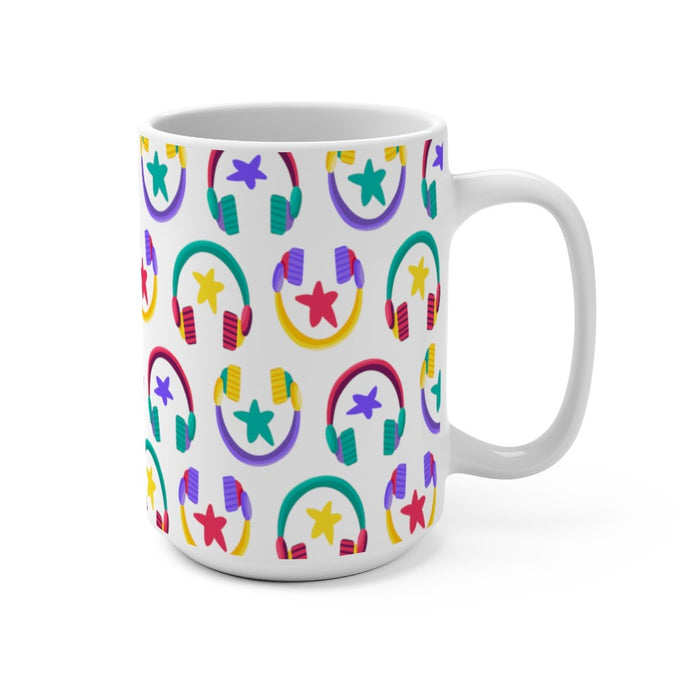 Brightly Colored Headphones Mug 11oz/15oz DeeJay DJ Musician Gift Unisex Shipping Included