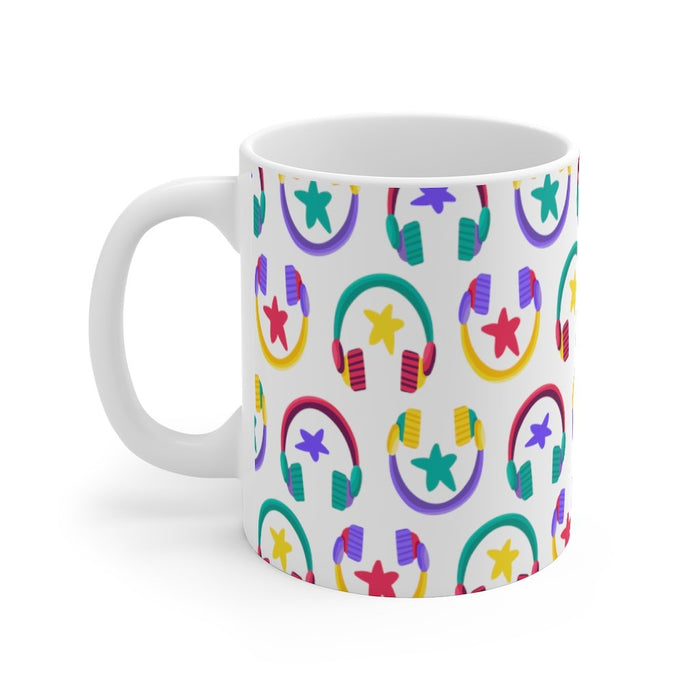 Brightly Colored Headphones Mug 11oz/15oz DeeJay DJ Musician Gift Unisex Shipping Included