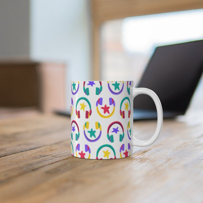 Brightly Colored Headphones Mug 11oz/15oz DeeJay DJ Musician Gift Unisex Shipping Included