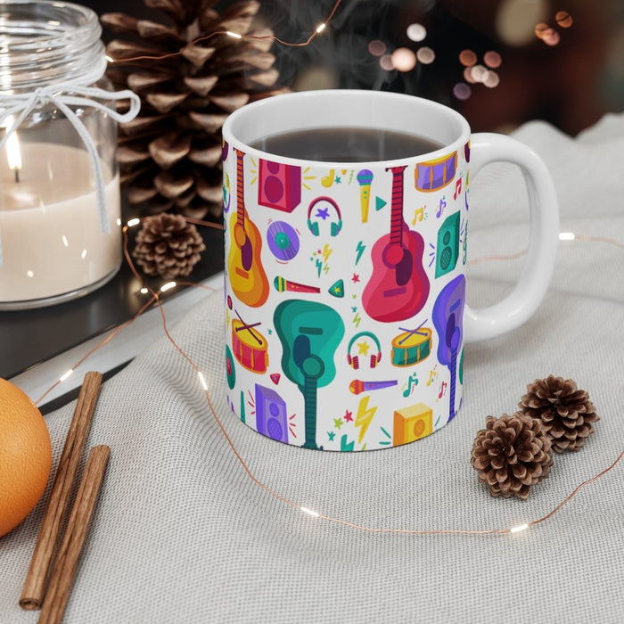 Brightly Colored Music Icons Mug 11oz/15oz Musician Gift Unisex Shipping Included
