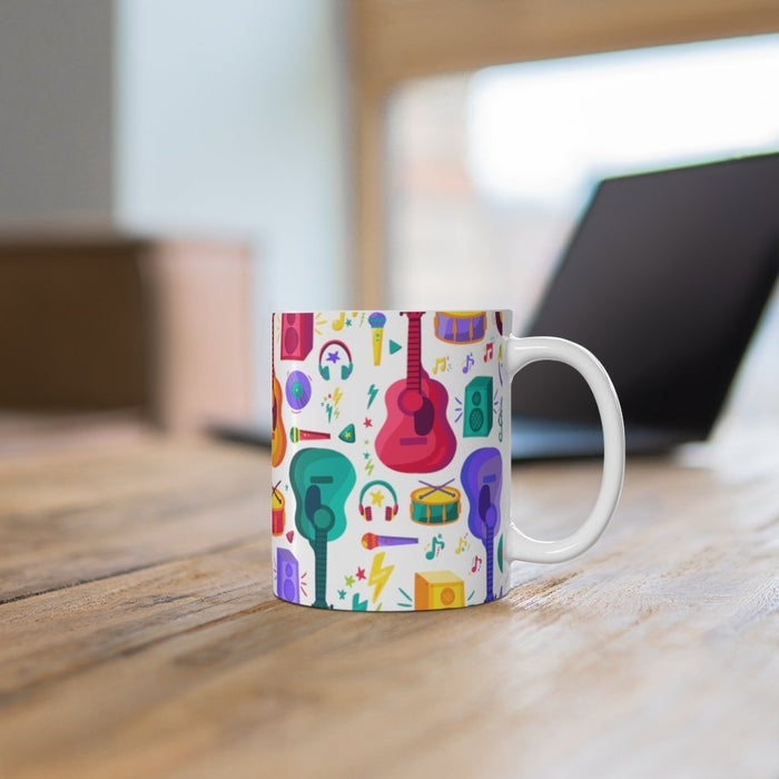 Brightly Colored Music Icons Mug 11oz/15oz Musician Gift Unisex Shipping Included