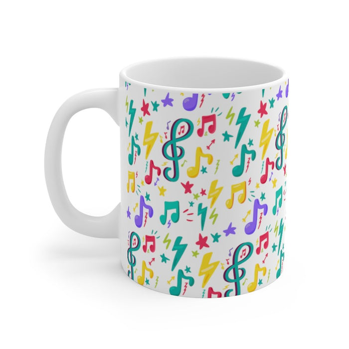 Brightly Colored Sheet Music Symbols Mug 11oz/15oz Musician Gift Unisex Shipping Included