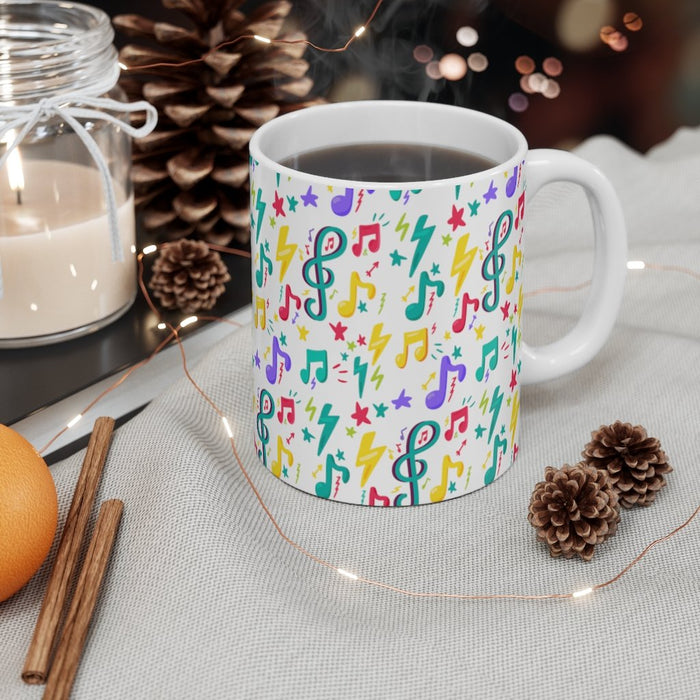 Brightly Colored Sheet Music Symbols Mug 11oz/15oz Musician Gift Unisex Shipping Included