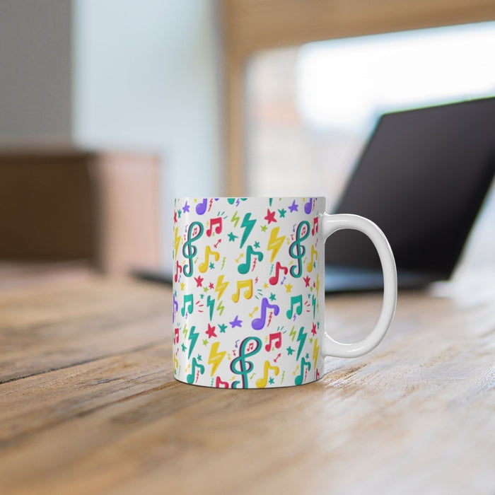 Brightly Colored Sheet Music Symbols Mug 11oz/15oz Musician Gift Unisex Shipping Included