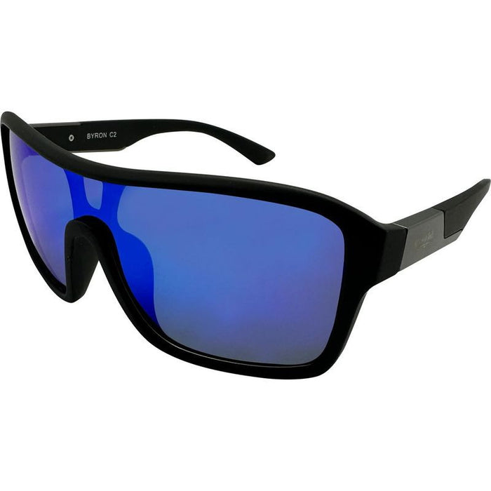 Byron, Matte Black/Ice Blue Mirror Polarised Lenses