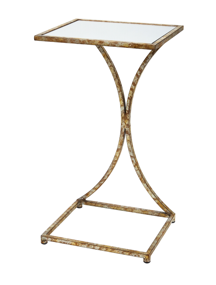 Champagne Gold Tray Table with Mirrored Top