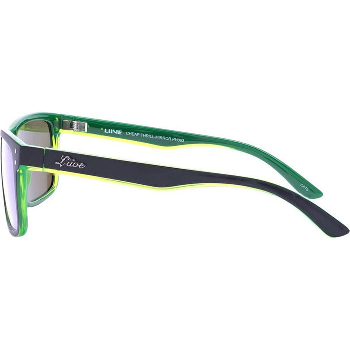 Cheap Thrill, Matte Black and Lime/Green Mirror Lenses