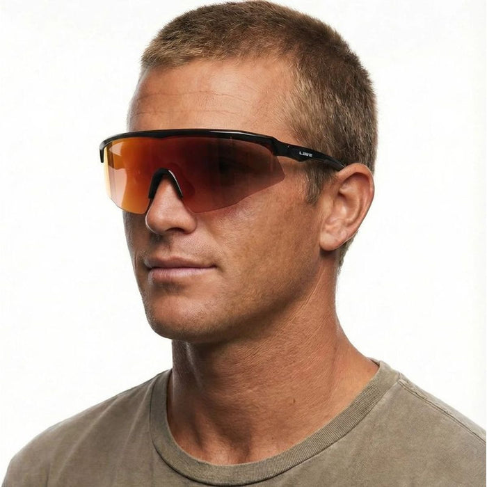 Chisel Safety, Matte Xtal Smoke/Red Mirror Lenses