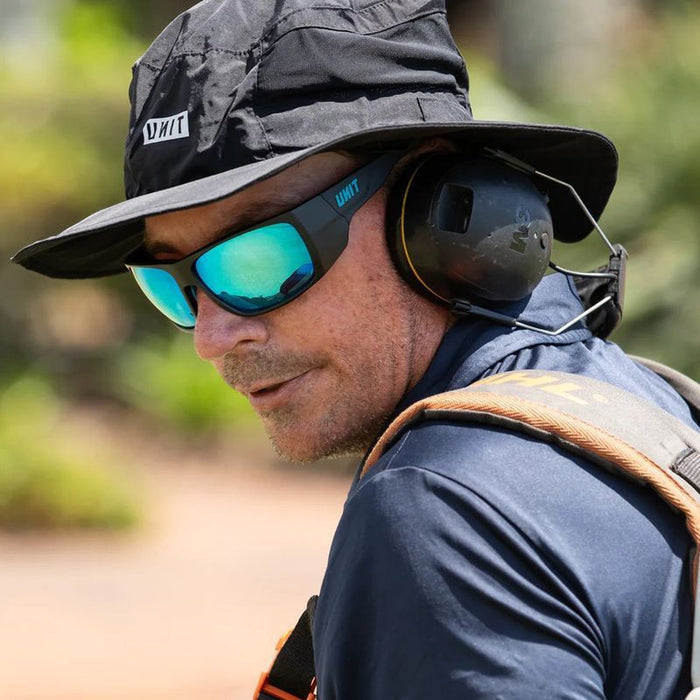 Combat Safety, Black/Blue Mirror Lenses