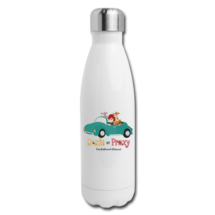 Doxie By Proxy Logo Insulated Stainless Steel Water Bottle 17oz, Shipping Included - white