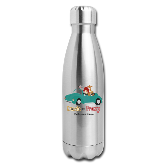 Doxie By Proxy Logo Insulated Stainless Steel Water Bottle 17oz, Shipping Included - silver