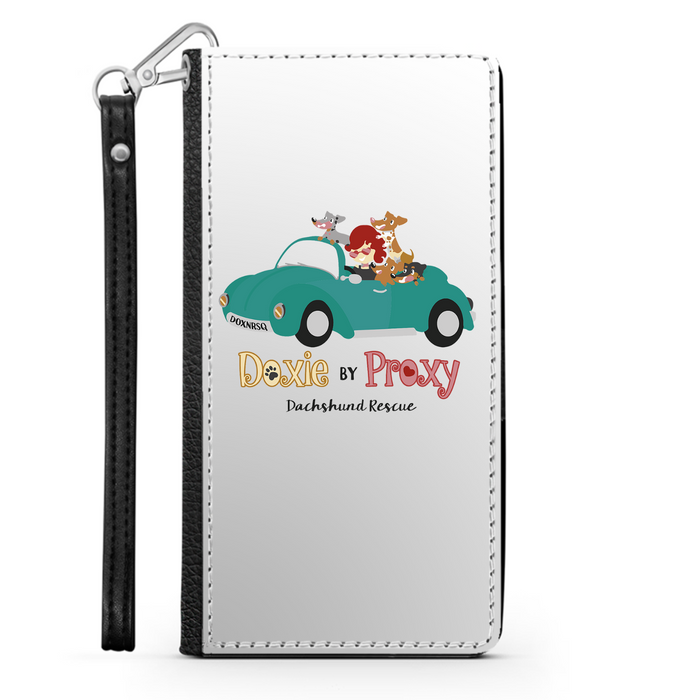 Doxie By Proxy Logo Vegan Leather Wallet Phone Case with Wrist Strap, Shipping Included