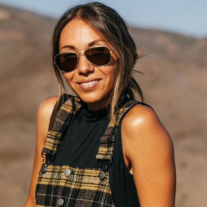 Drift, Brushed Gold and Eco Havana/Brown Glass Lenses