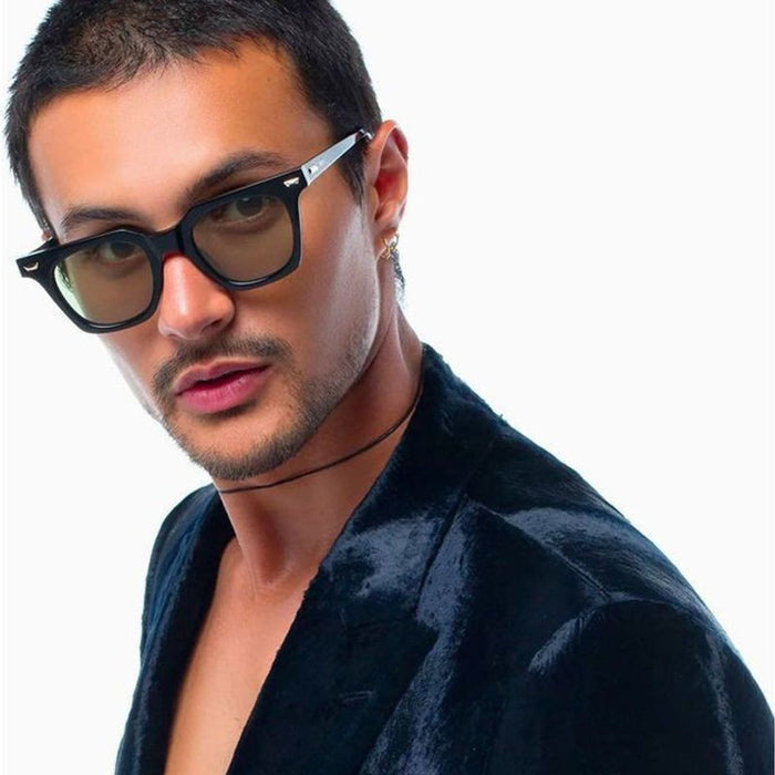 Dylan Kain, Black with 24K Gold Trim/Olive Green Lenses