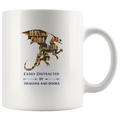 Easily Distracted by Dragons & Books, 11oz & 15oz Mug Options, Shipping Included