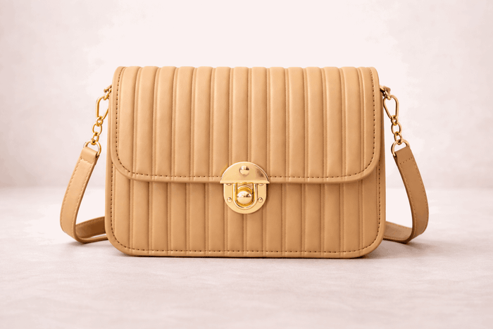 Elegant Beige Pleated Crossbody Bag - Nishat Creative Store