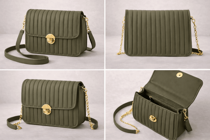Elegant Dark grayish Brown Pleated Crossbody Bag - Nishat Creative Store