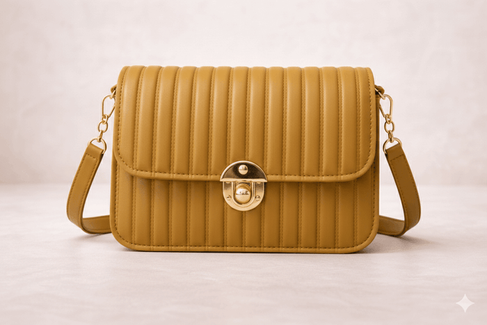 Elegant Mustard Pleated Crossbody Bag - Nishat Creative Store