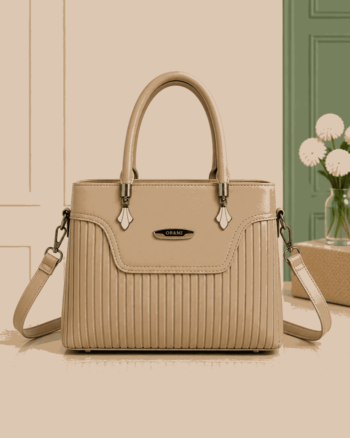 Elegant Pleated Leather Top-Handle Handbag - Nishat Creative Store