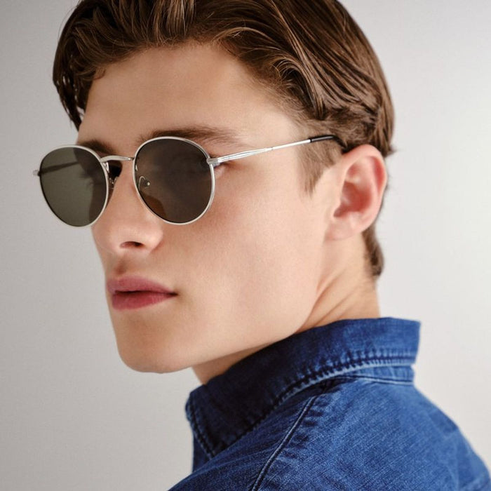 Enviro Round Metal, Silver and Black/Khaki Polarised Lenses