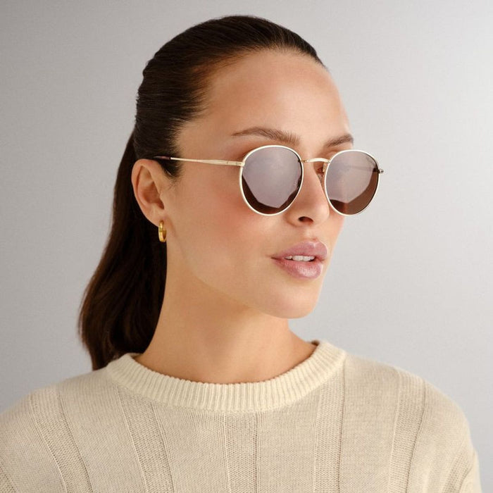 Enviro Round Metal, Gold and Dark Tort/Brown Polarised Lenses