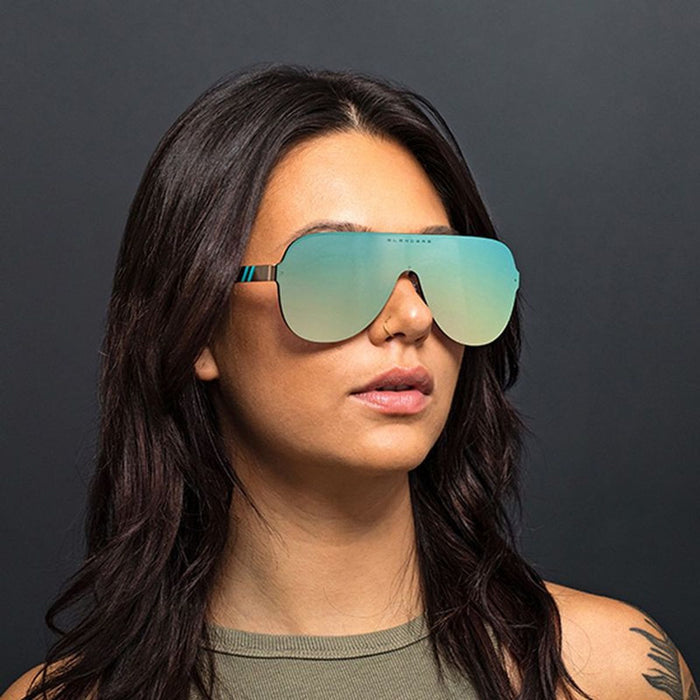 Falcon, Awesummer Matte Champagne/Blue Mirror Polarised Lenses
