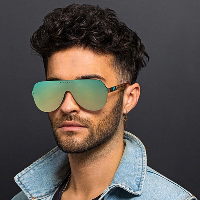 Falcon, Awesummer Matte Champagne/Blue Mirror Polarised Lenses