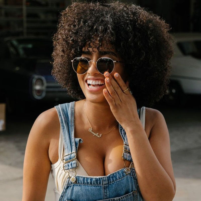 Flint, Brushed Gold/Brown Glass Lenses