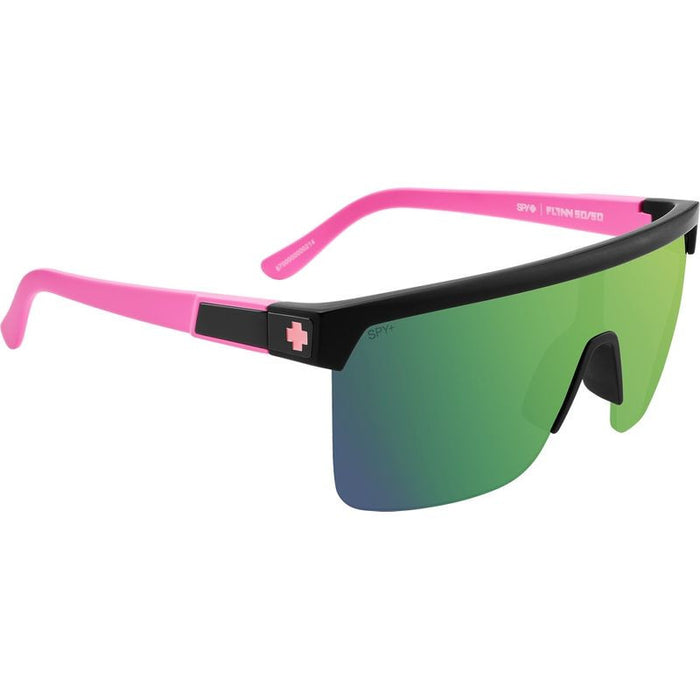 Flynn 5050, Matte Black and Pink/Light Grey Green Mirror Happy Lenses