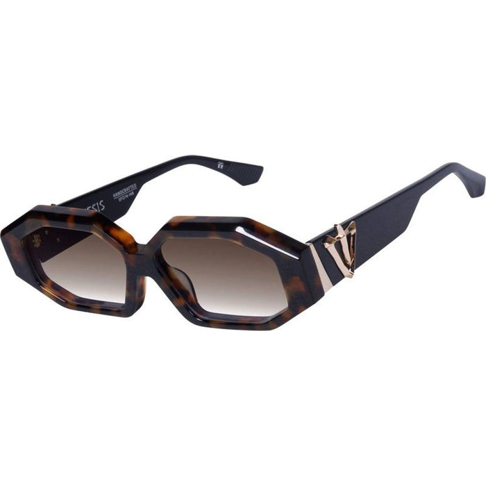 Genesis, Dark Amber Tort Black Temple with Gold Metal/Brown Gradient Lenses