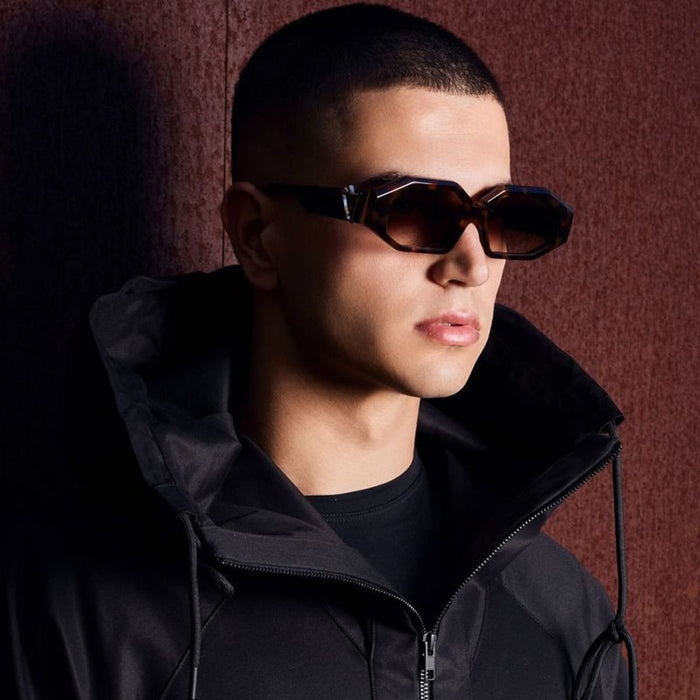 Genesis, Dark Amber Tort Black Temple with Gold Metal/Brown Gradient Lenses