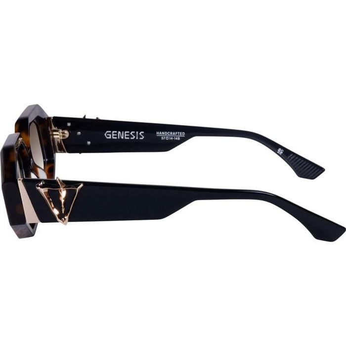 Genesis, Dark Amber Tort Black Temple with Gold Metal/Brown Gradient Lenses