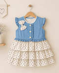 Girls Denim Jacket Dotted Frock - Nishat Creative Store