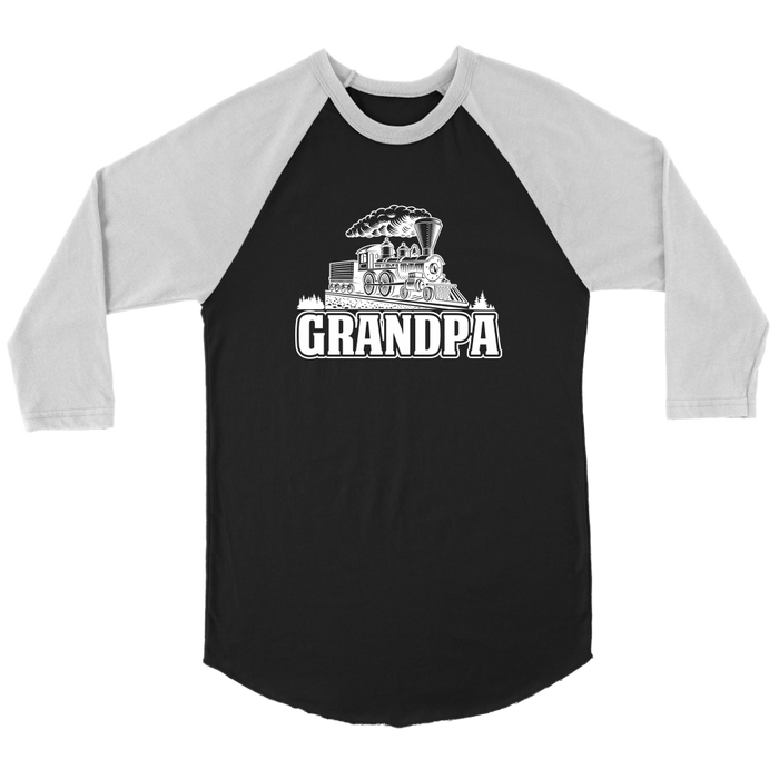 Grandpa Locomotive Train, 3/4 Raglan Sleeve Unisex Shirt, Shipping Included